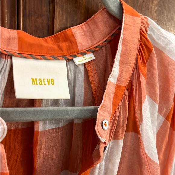 Maeve Orange Checkered Women's Top - Picture 3 of 6